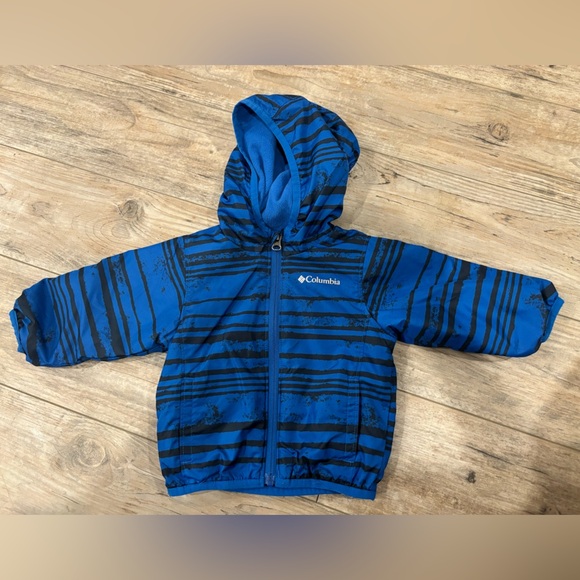 Columbia Infant Wind Jacket Blue Striped Size 6-12 Months - Picture 1 of 8